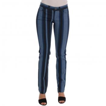 Dolce & Gabbana Blue Girly Striped Cotton Jeans - IT42|M, Slim-fit Jeans, female, Blue, Size: S