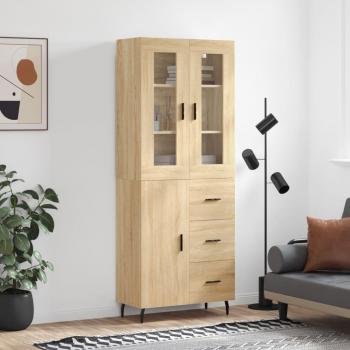 Aparador alto de madera contrachapada color roble Sonoma 69,5x34x180 cm