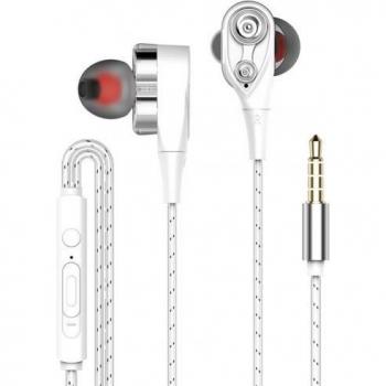 Auriculares In-Ear Estéreo con Cable 3.5mm y Micrófono - Bass Potente y Doble Bobina Móvil