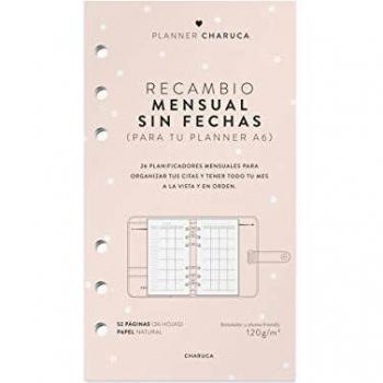 Recambio agenda mensual. A6. Sin fechas