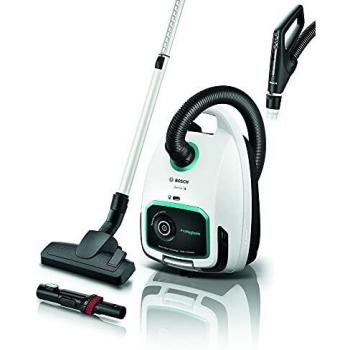 Aspiradora cilíndrica Bosch BGL6LHYG ProHygienic 600W con filtro HEPA y bolsa, color blanco