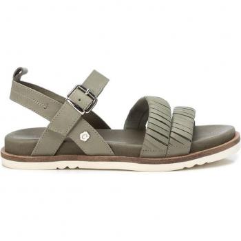 Sandalias planas de mujer CARMELA 068600 AQUA de piel color verde con cierre de hebilla