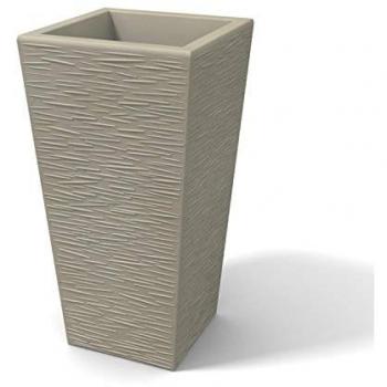 Vaso rectangular moderno de resina h 90 tortora acabado rústico modelo Egizio