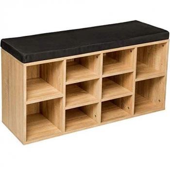 TecTake Estantería Zapatero de Madera con Banco sólida Taburete estantes Calzado 103,5x48x30cm