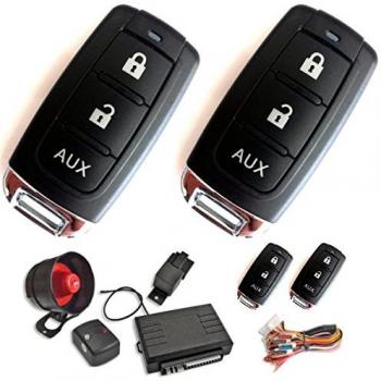 Akhan 100A18 - Sistema de alarma para cierre centralizado con 2 mandos transmisores, funciones Comfort, sensor de golpes y flash