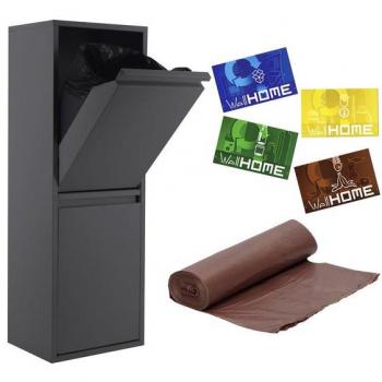 Prosperplast - Sistema de Reciclaje de Acero de 2 Cubos Multiusos con Etiquetas Magnéticas y Bolsas de Basura