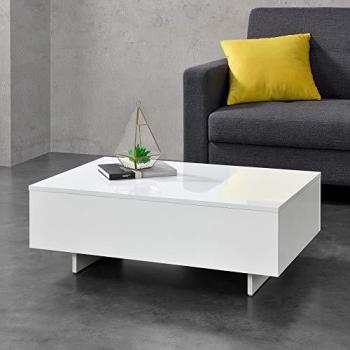 Mesa de Centro Vänersborg Aglomerado 85 x 55 x 31 cm Blanco Brillante