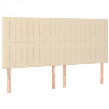 Cabecero con luces LED tela crema 160x5x118/128 cm