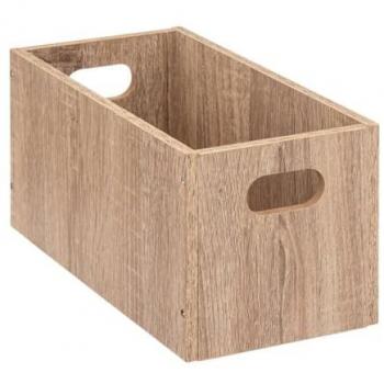 Cesta de Almacenamiento de Madera Natural 15 x 31 x 15 cm - Efecto Roble