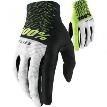 Guantes de bicicleta 100% Celium Verde, Negro Blanco Amarillo (S), Fluo Yellow (Amarillo), Adultos Unisex