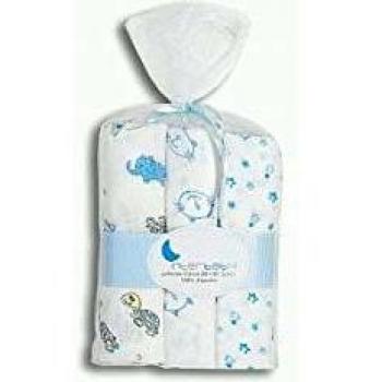 Interbaby 99980-01 - Pack 3 Gasas Estampadas Con Motivos En Tonos Azules, unisex