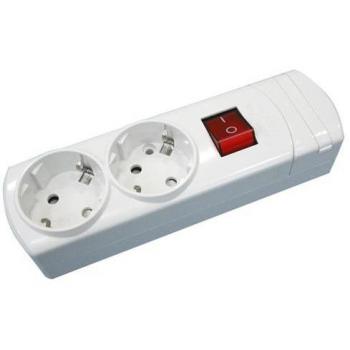 Base Múltiple Schuko con Interruptor 2 Tomas Blanco Electro DH 36.097/SC 8430552128341