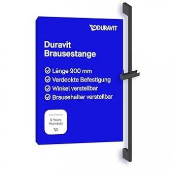Barra de Ducha Universal Duravit 900 mm, Negro Mate, Soporte Regulable en Altura