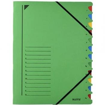 Carpeta Archivadora LEITZ A4 12 Compartimentos Cartón Verde