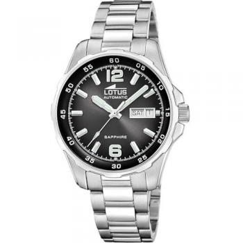 Reloj Automático Lotus Kosm 18997/4 de Acero Plata y Esfera Negra para Hombre