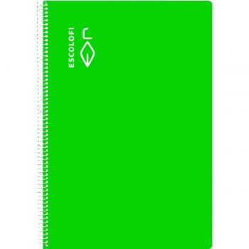 Cuaderno A5 Espiral 50 Hojas Pautadas 2.5mm con Margen Tapa Dura Color Verde