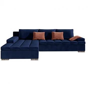 Sofá rinconero Comfivo 113, Magic Velvet, función de descanso, caja de ropa de cama, 310x175x83 cm