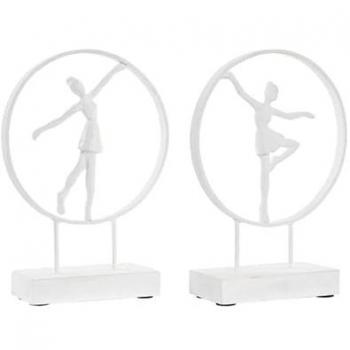 Figura Decorativa DKD Home Decor 23 x 9 x 33 cm Blanco Bailarina Ballet (2 Unidades)