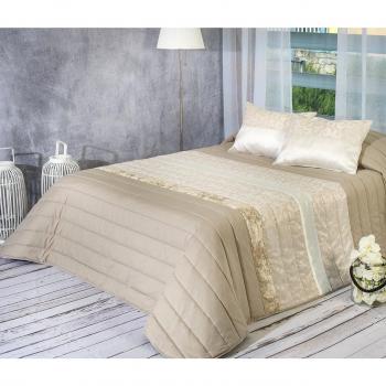 Algodón Blanco Coentrao - Colcha bouti jacquard, para cama de 150 cm, 250 x 270 cm, 2 fundas de cojín, 60 x 40 cm, color beige