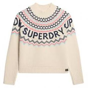 Jersey de punto Fairisle Branded Superdry para mujer, color Ecru Multi, talla XS
