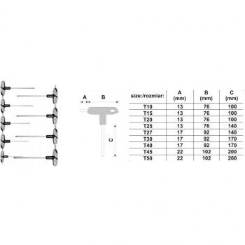 Yato YT-05615 llave torx - Juego de atornilladores acodados, incluye varias puntas Torx, diseño ergonómico para un mejor agarre, fabricados en acero al cromo vanadio, acabado mate