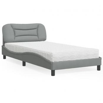 Cama con colchón de tela gris claro 100x200 cm