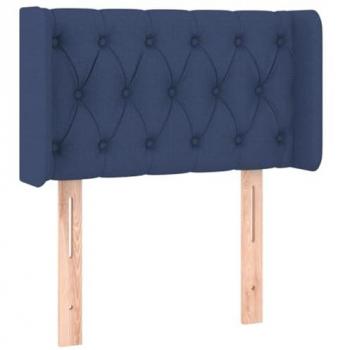 Cabecero de tela azul con orejas 83x16x78/88 cm