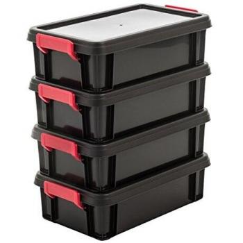 Amazon Basics MBX-4 Cajas de Almacenamiento Multi Box, Negro, 4L, 4