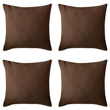 Deconovo Funda de cojin para Salón 4 Piezas 45x45cm Lino Oscuro