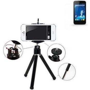 Smartphone trípode / soporte móvil / trípode como para Haier W717. Trípode de aluminio / trípode con soporte para el teléfono móvil, universal para todos los teléfonos inteligentes y las cámaras comunes. De color negro. Aferrarse trípode adaptad