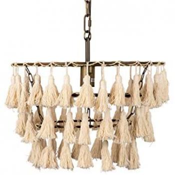 Lámpara de Techo Beige con Borlas Decorativas 45x45x146 cm - Adda Home