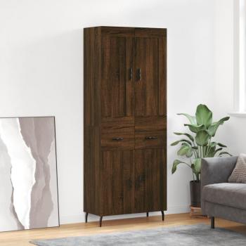 Armario Aparador Alto de Madera Multicapa Contrachapada en Color Marrón Roble 69,5x34x180 cm