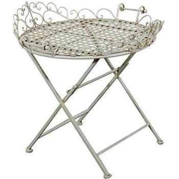 Mesa de Centro Plegable de Hierro Forjado para Jardín, Bar y Restaurante - Mesa Redonda Decorativa de Exterior 72 cm