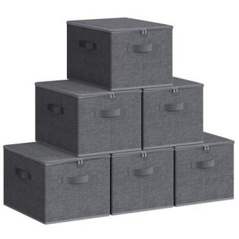 Set de 6 Cajas de Almacenamiento Plegables Gris Pizarra