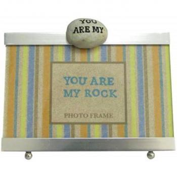 4 x 6 pulgadas You are my rock inscripción acabado en plata marco de fotos