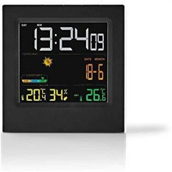 NEDIS Estación meteorológica Estación Meteorológica - Sensor inalámbrico - Reloj Despertador - Previsión meteorológica Negro/Blanco 1.80 m