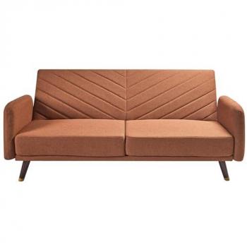Sofá cama 3 plazas naranja de lino sintético reclinable y convertible Senja