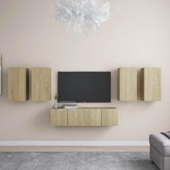 Set de muebles de salón TV 6 piezas madera de ingeniería 30.5 x 30 x 60 cm