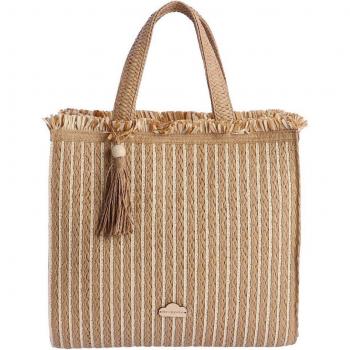 Bolso de hombro Liliana color natural con cremallera