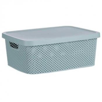 Caja de Almacenaje con Tapa Verde Plástico 13 L (28 x 15 x 39 cm) (12 Unidades) - Organización Fácil