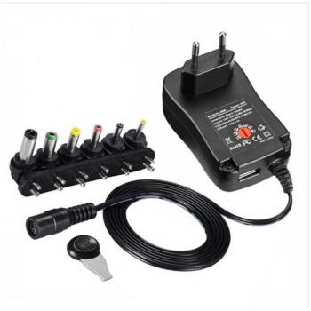 Transformador de Fuente de Alimentación Universal 500mA 5A 12V con 8 Adaptadores y USB - Potencia de 45W