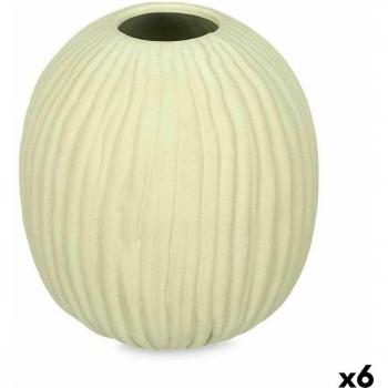 Jarrón Verde Dolomita 15 x 18 x 15 cm (6 Unidades) Esfera Rayas