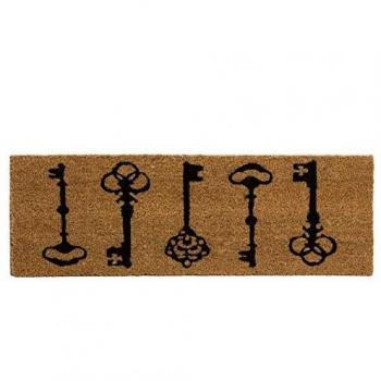 Felpudo Antideslizante marrón clásico de Fibra de Coco Natural de 25x75 cm