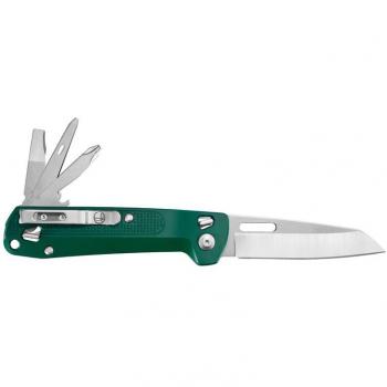 Leatherman Free K2 Multi-Tool Green High-End Smooth Edge Folding Knife with 8 Functions, 3.3 (8.4 cm) 420HC Stainless Steel Blade, Aluminum Handle with Pocket Clip