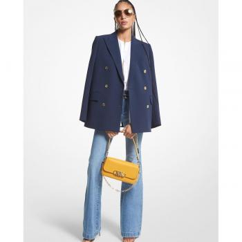 Michael Kors Double-Breasted Casual Crepe Blazer for Women, Blue, Size: 2XS
