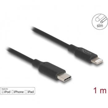 Cable Slim de Sincronización y Carga USB-C a Lightning MFi 1 m Negro