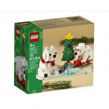 Lego BrickHeadz Osos Polares en Invierno 40571 - Set de Construcción con Oso Grande y Cachorro, Árbol de Navidad y 312 Piezas