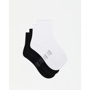 Pack de 2 calcetines tobilleros de mujer suaves efecto seda en modal negro/blanco
