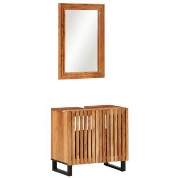 Conjunto de muebles de baño 2 piezas madera maciza de acacia