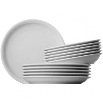 Vajilla Thomas Trend Weiss 12 Piezas, Porcelana, Apta para Lavavajillas y Microondas